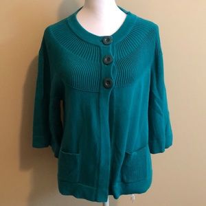 Kenneth Cole Reaction three-button teal cardigan